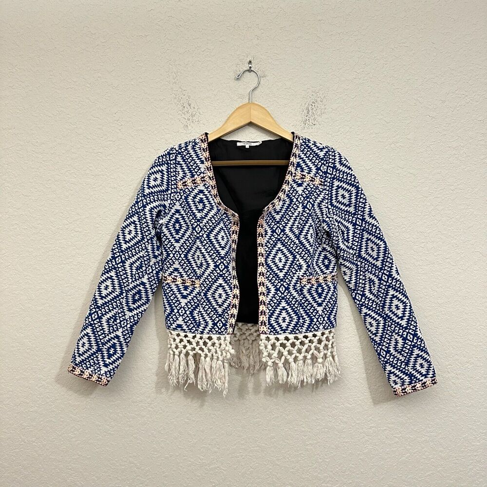 Tularosa Blue and White Fringe Jacket